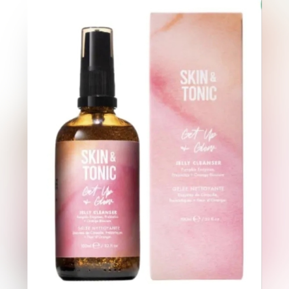 SKIN & TONIC Get Up & Glow Jelly Cleanser With Pumpkin Enzymes Prebiotics NIB